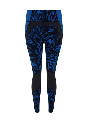 Prowess Print Block Leggings- Blue Swirl